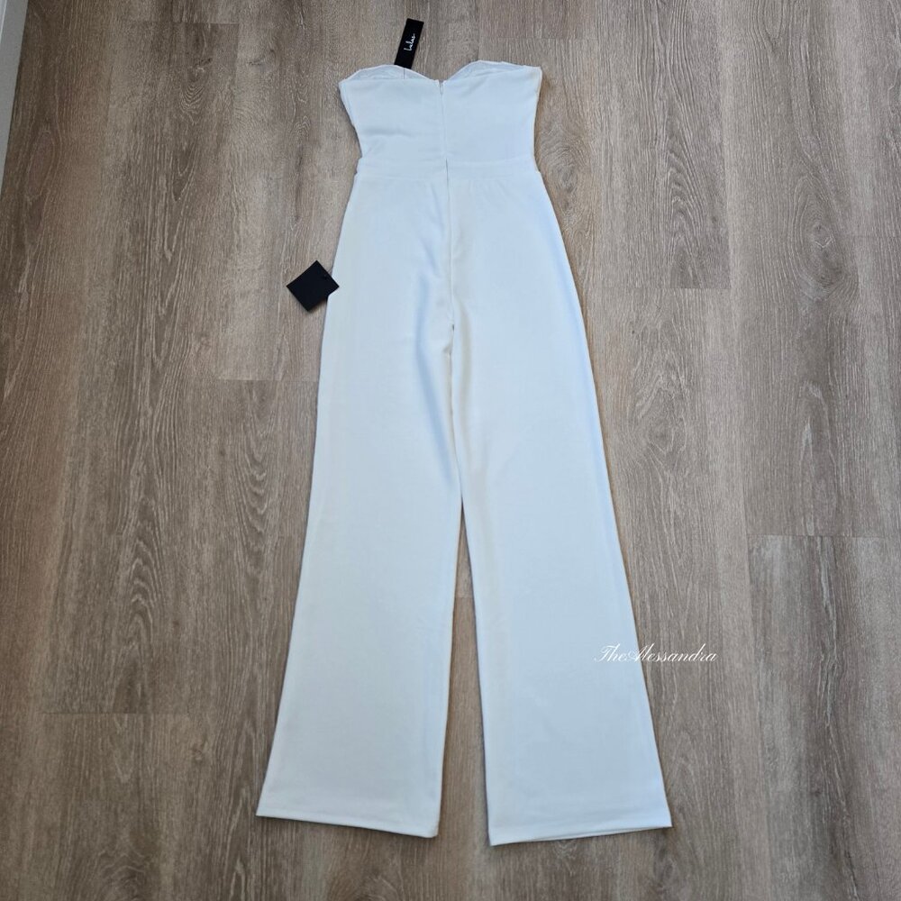 Lulus Ivory Strapless Bustier Jumpsuit Small New With Tags Surely Stunning - Picture 6 of 17